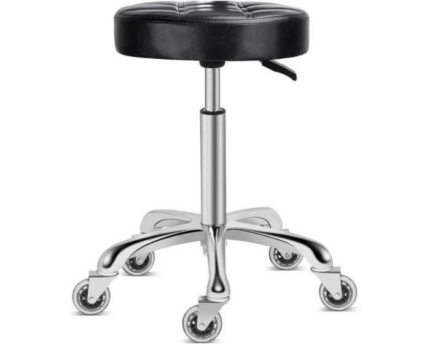 Tabouret à roulettes pivotant avec pied en aluminium Noir