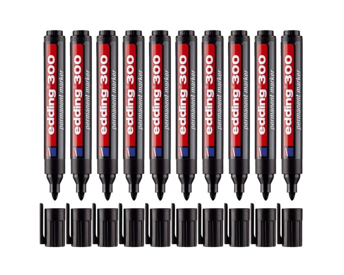 BOITE DE 10 MARQUEURS PERMANENTS Edding 300 pointe ronde 1,5 - 3 mm noir – Image 1