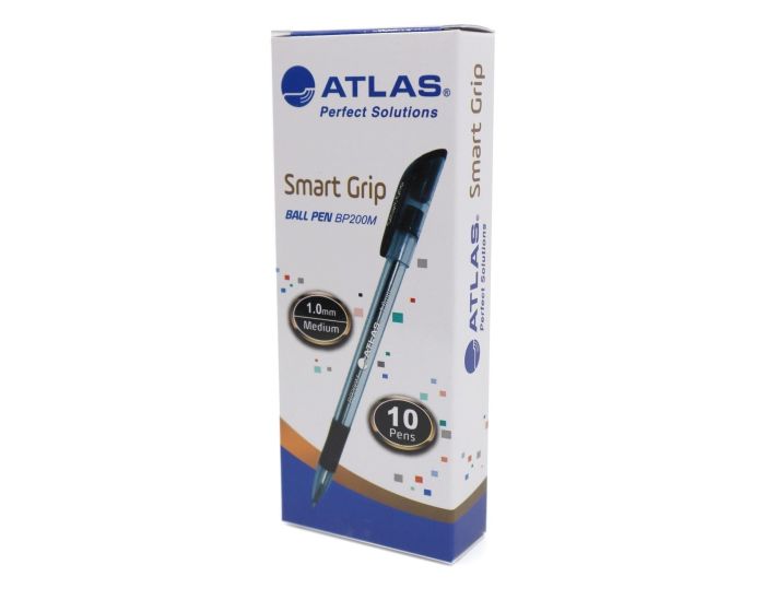 Boite de 10 stylos à Bille Atlas Smart Grip à pointe medium 0.1 mm coloris au choix (BP200M) – Image 1