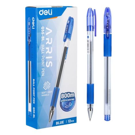 Boite de 12 stylos à bille Deli-EQ55 Arris Pointe de 0.7 mm coloris au choix – Image 2