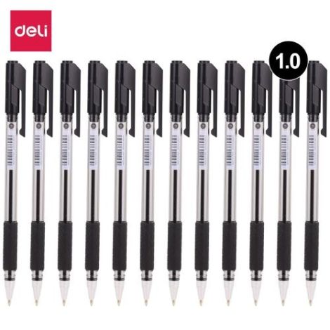 Boite de 12 stylos à bille Deli-Q017 Arrow pointe de 1.0 mm coloris au choix – Image 2