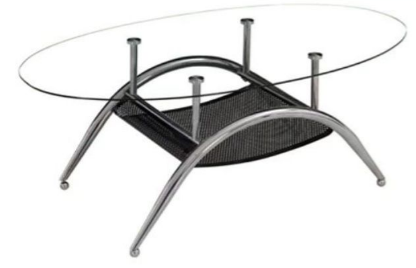 Table basse en verre 110 * 60 * 40 cm avec support de magazine Noir Mesh