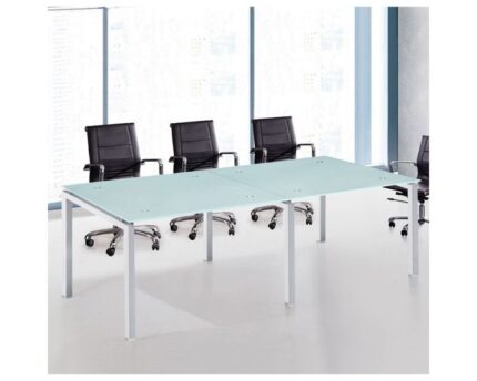 Table de réunion VERRA en verre sablé 240x120 cm