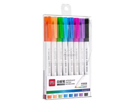 Pochettes de 8 marqueurs pour tableau blanc 8 couleurs vives DELI-S504