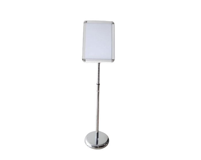 Porte affiche sur pied avec socle rond pour document A3 – Image 1