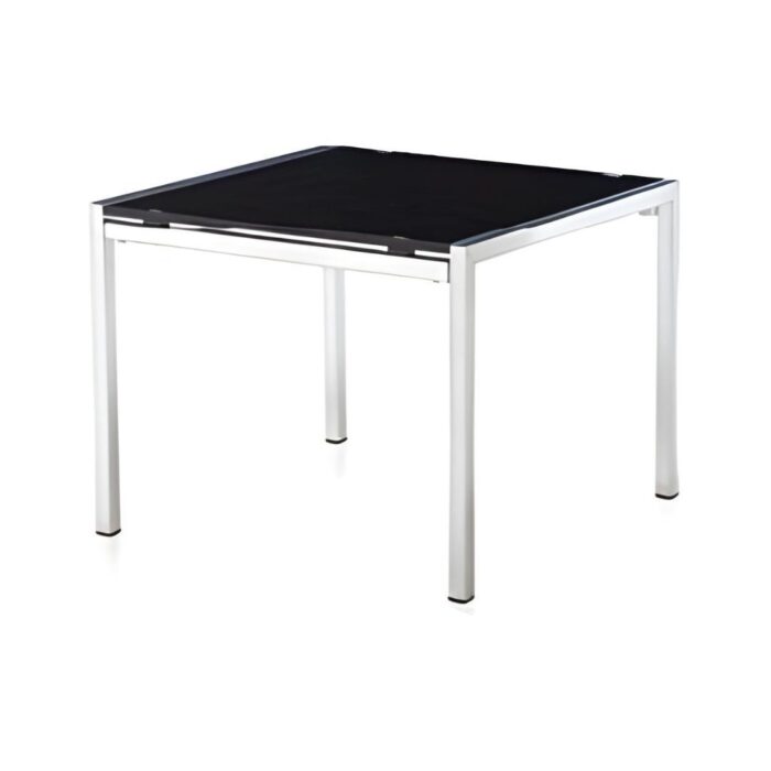 Table basse VERRA avec 4 pieds 60 x 60 cm en verre noir & chrome – Image 1