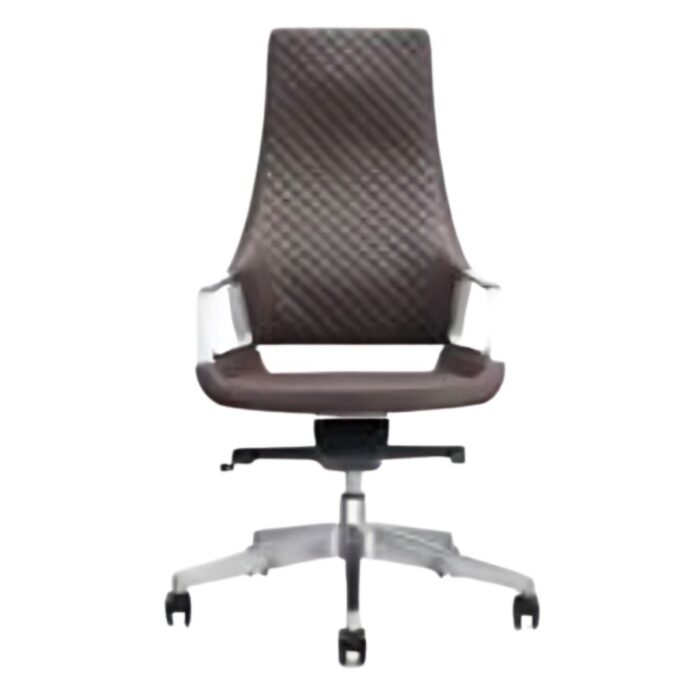 Fauteuil président ANJI En Simili Cuir piétement chromé avec accoudoirs & roulettes Marron Foncé – Image 1